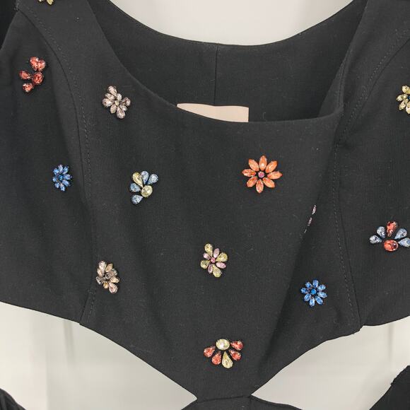 CINQ À SEPT Quinny Embellished Cutout Dress Black Size 10 Scoop Neck NWOT - Picture 7 of 16